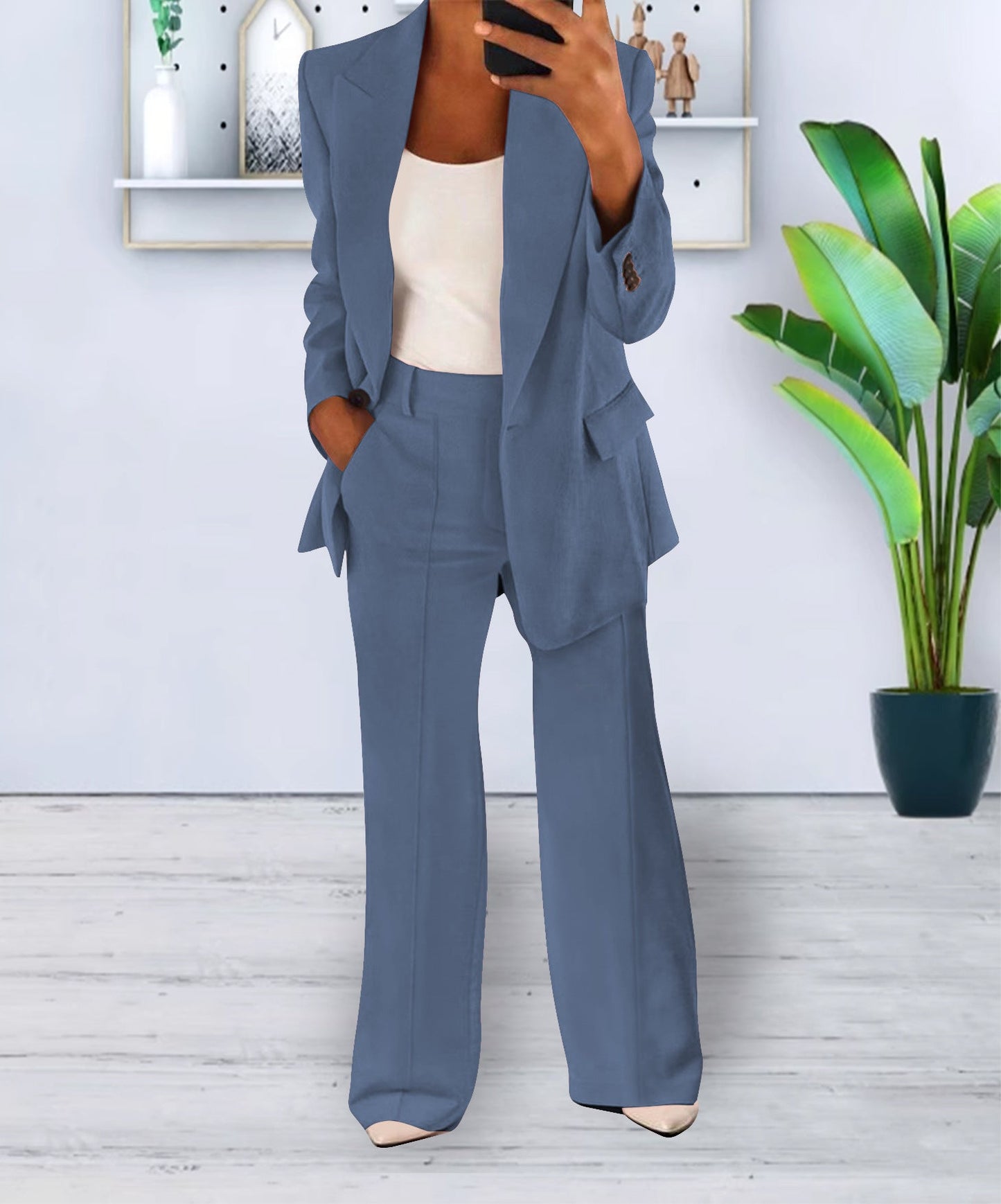 Veste Blazer Femme Élégante Pour Le Bureau Coupe Slim Fit Avec Boutons Et Polyester Durable