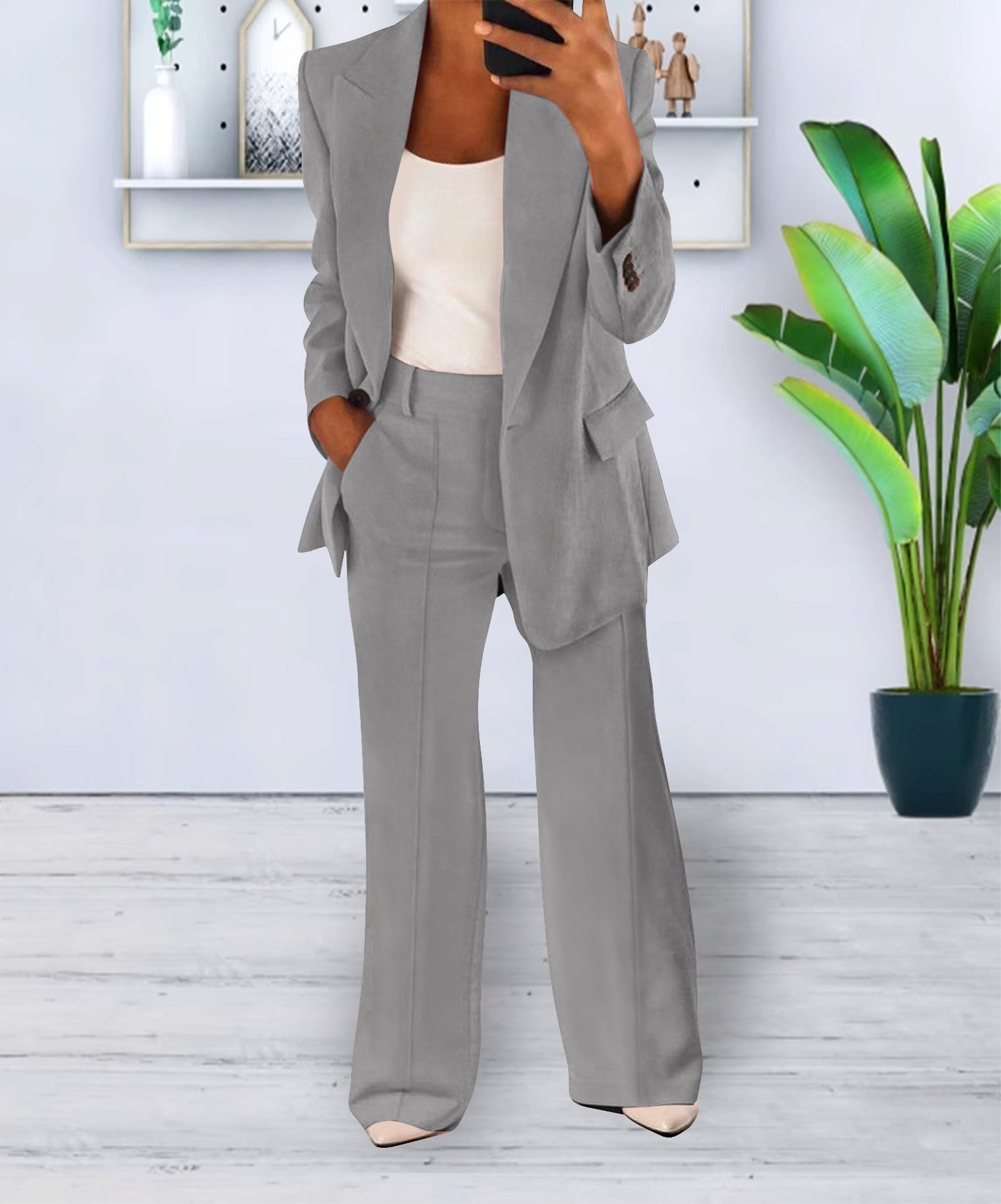 Veste Blazer Femme Élégante Pour Le Bureau Coupe Slim Fit Avec Boutons Et Polyester Durable