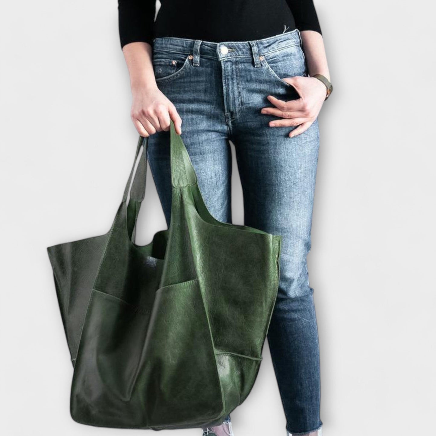 Amawinc Stella Tote Bag en Cuir Végan de Luxe avec Grand Intérieur pour Usage Quotidien