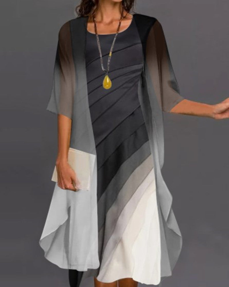 Robe Dégradée Élégante Pour Femme Longue Soirée Chic Avec Motifs Colorés Et Sophistiqués