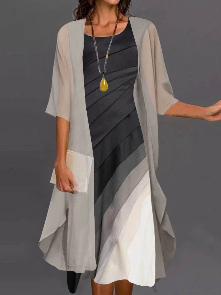 Robe Dégradée Élégante Pour Femme Longue Soirée Chic Avec Motifs Colorés Et Sophistiqués