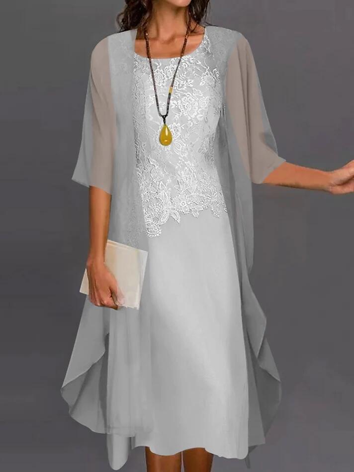 Robe Longue Élégante en Dentelle et Chiffon pour Mère de la Mariée Robe de Soirée Formelle