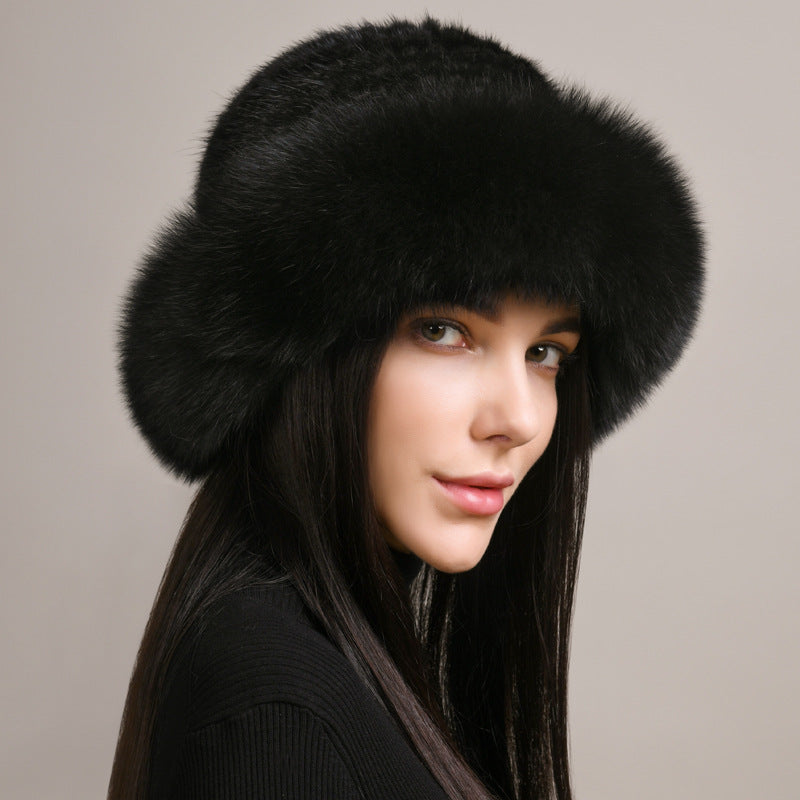 Chapeau En Fourrure Isabella Avec Couronne Ronde Et Bordure En Fourrure Solide Pour Lhiver