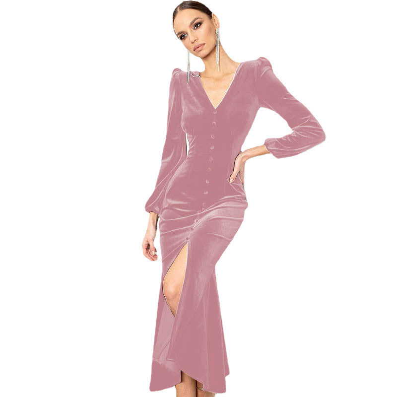 Robe Patchwork Velours Violet Avec Décolleté En V Et Dentelle À Ourlet Conçue Par Amawinc