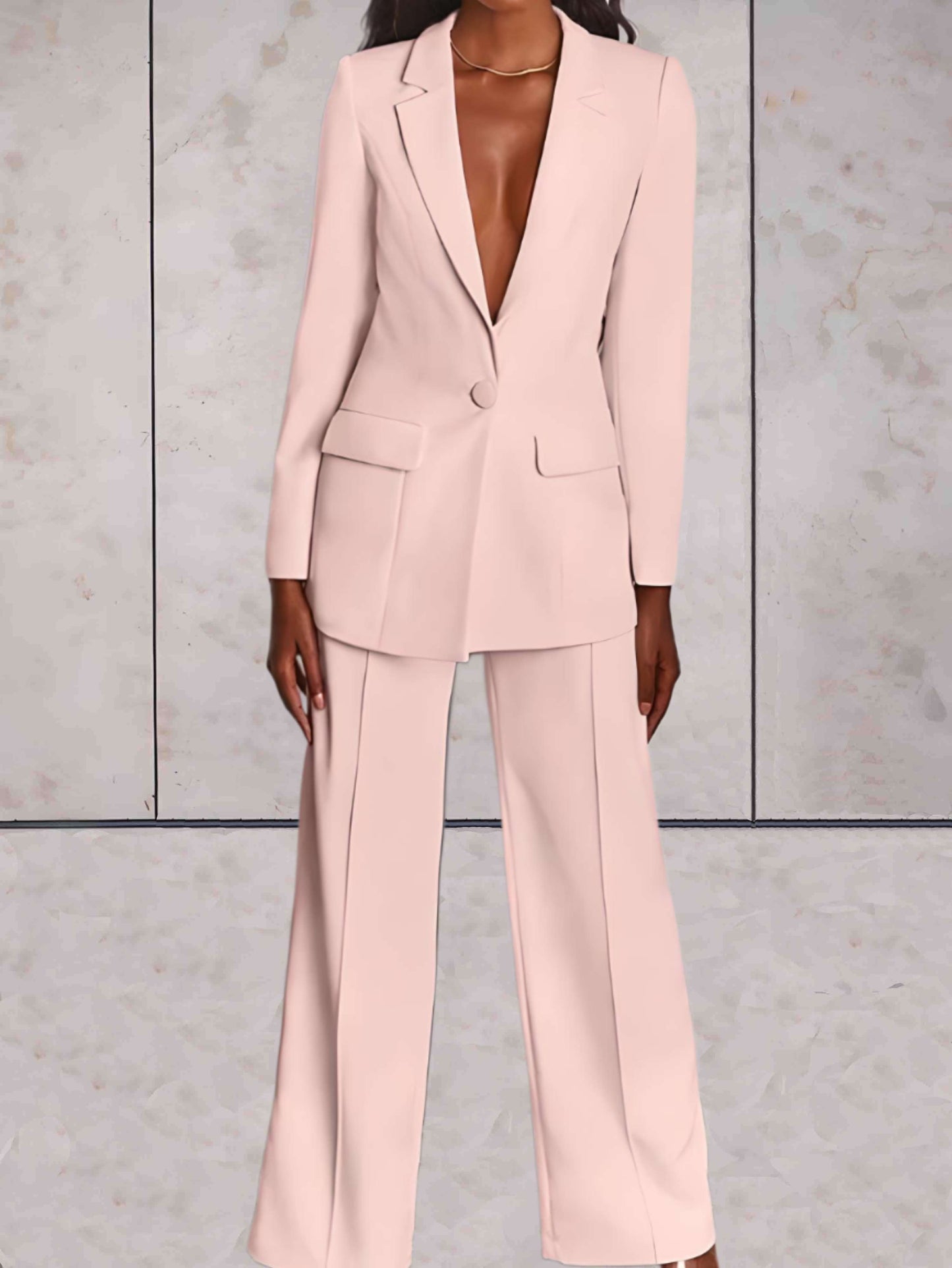 Damen-Business-Anzug: Sakko und weite Hose (2-teilig)