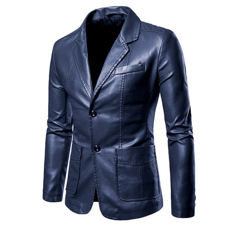 Veste Blazer Homme Cognac En Cuir D'Agneau Premium Avec Revers Crantés Et Poignets Boutonnés