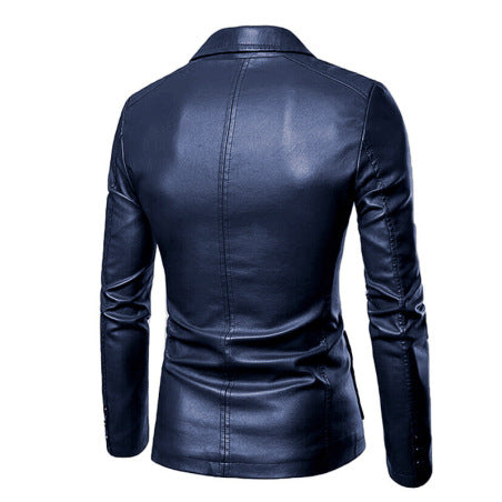 Veste Blazer Homme Cognac En Cuir D'Agneau Premium Avec Revers Crantés Et Poignets Boutonnés