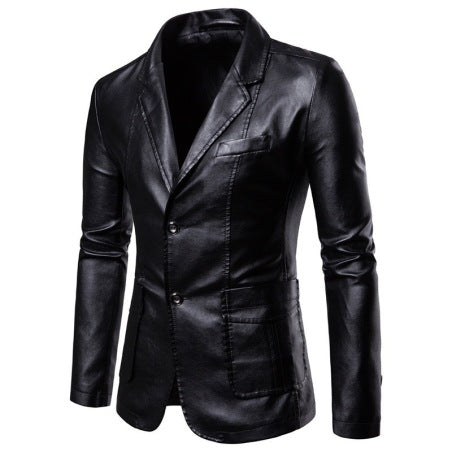 Veste Blazer Homme Cognac En Cuir D'Agneau Premium Avec Revers Crantés Et Poignets Boutonnés