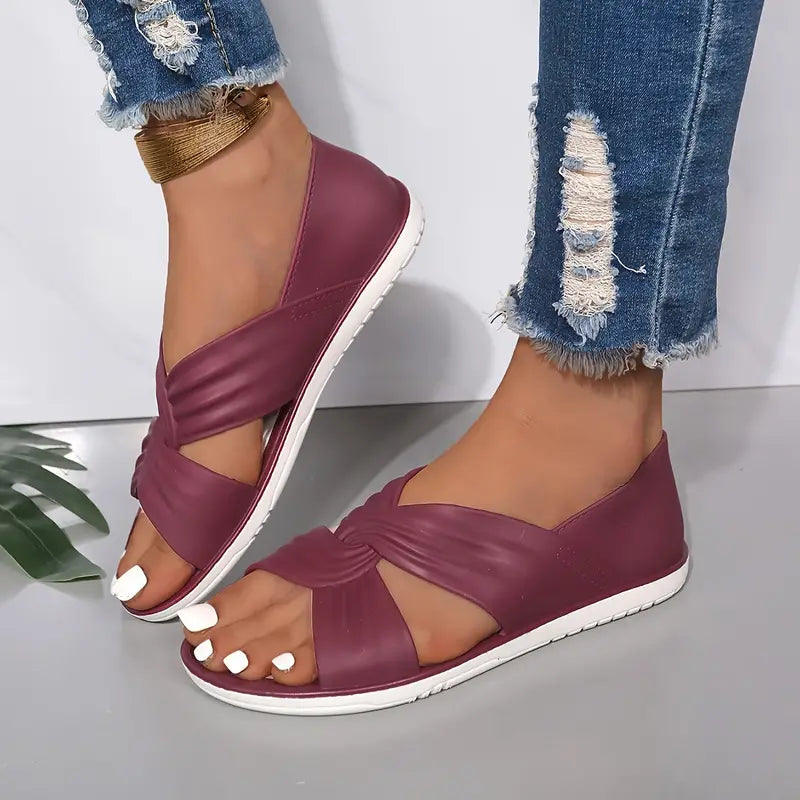 Lila Sandales Slides Confortables Dessus Torsadé Semelle Douce Marche Détente Quotidienne