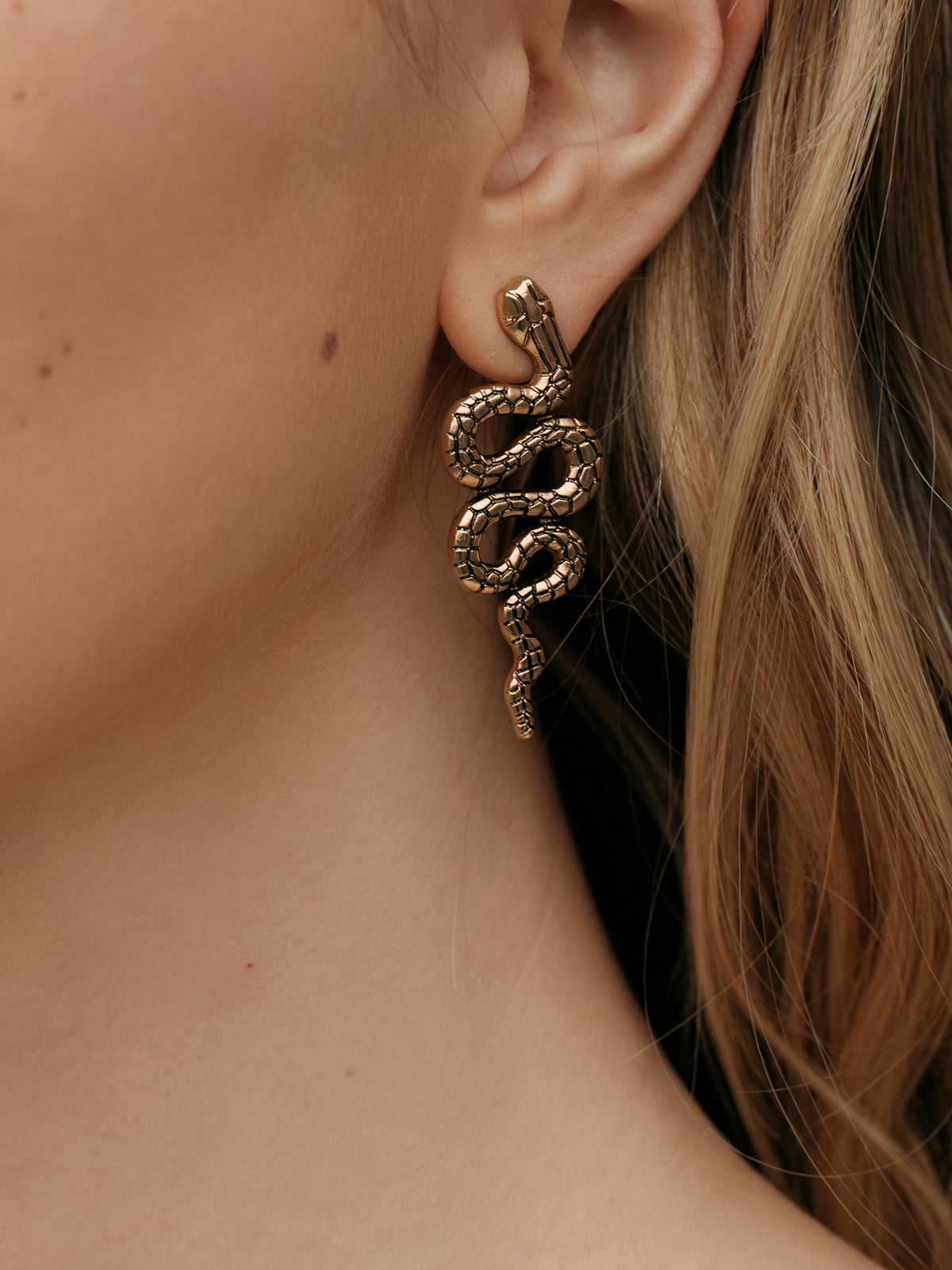 Snake Shaped Stud Earrings - Amawinc