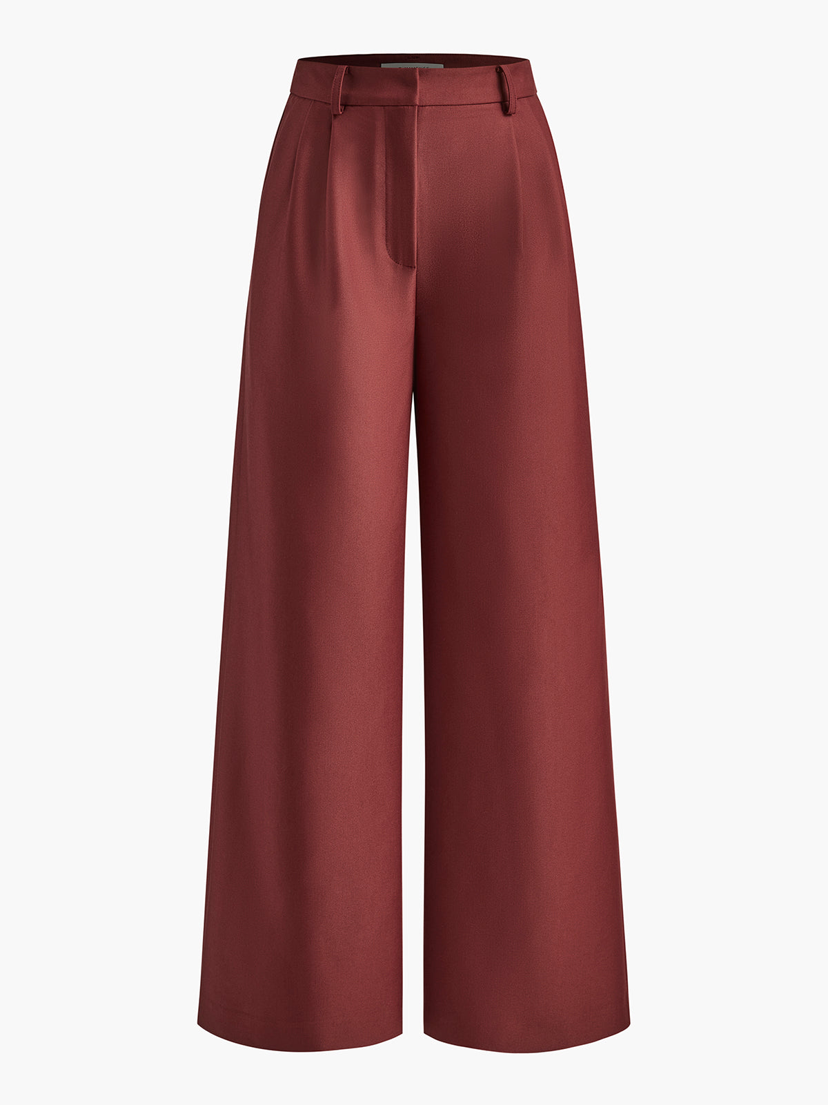Pantalon À Jambe Large Sans Ceinture Couleur Unie En Polyester Rayon Tissé Pour Travail Et Loisirs Élégant Décontracté