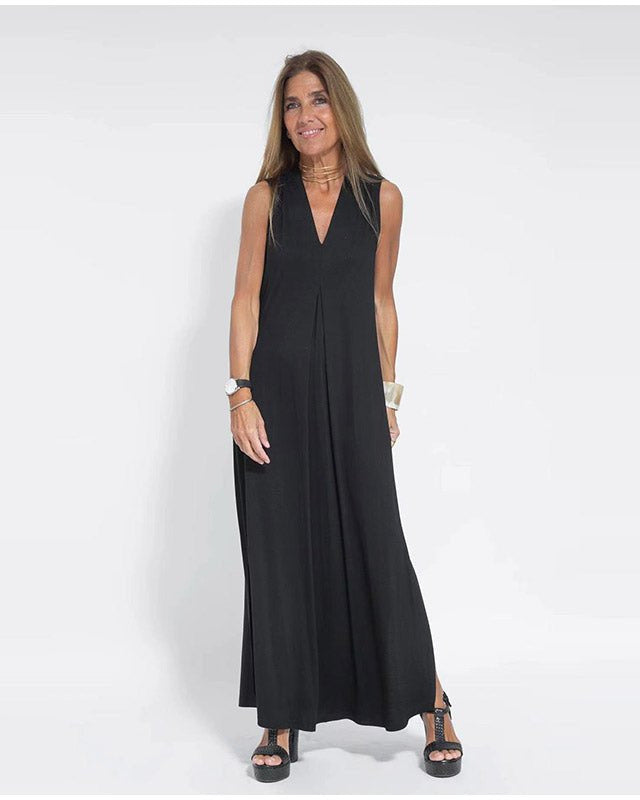 Schickes Wickelkleid ohne Ärmel und Strickjacke für Damen