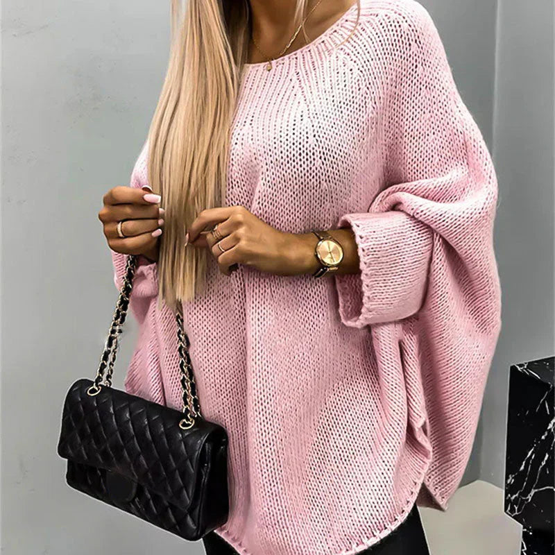 Pull Femme en Maille Épais Oversize Coupe Décontractée Longueur Cuisse Laine Douce