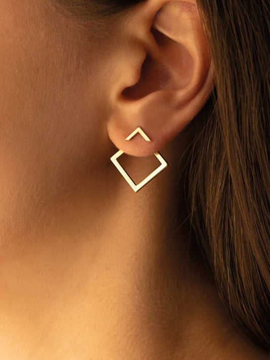 Square Geometric Stud Earrings - Amawinc