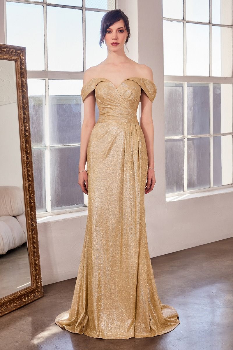 Robe De Soirée Longue À Épaules Dénudées Décolleté En Cœur Structuré Et Drapé Avec Fente Avant T605 LaDivine
