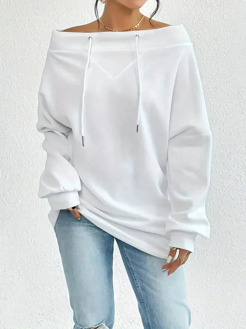 Damen-Sweatshirt mit Kordelzug und off-shoulder Ausschnitt von Fudus
