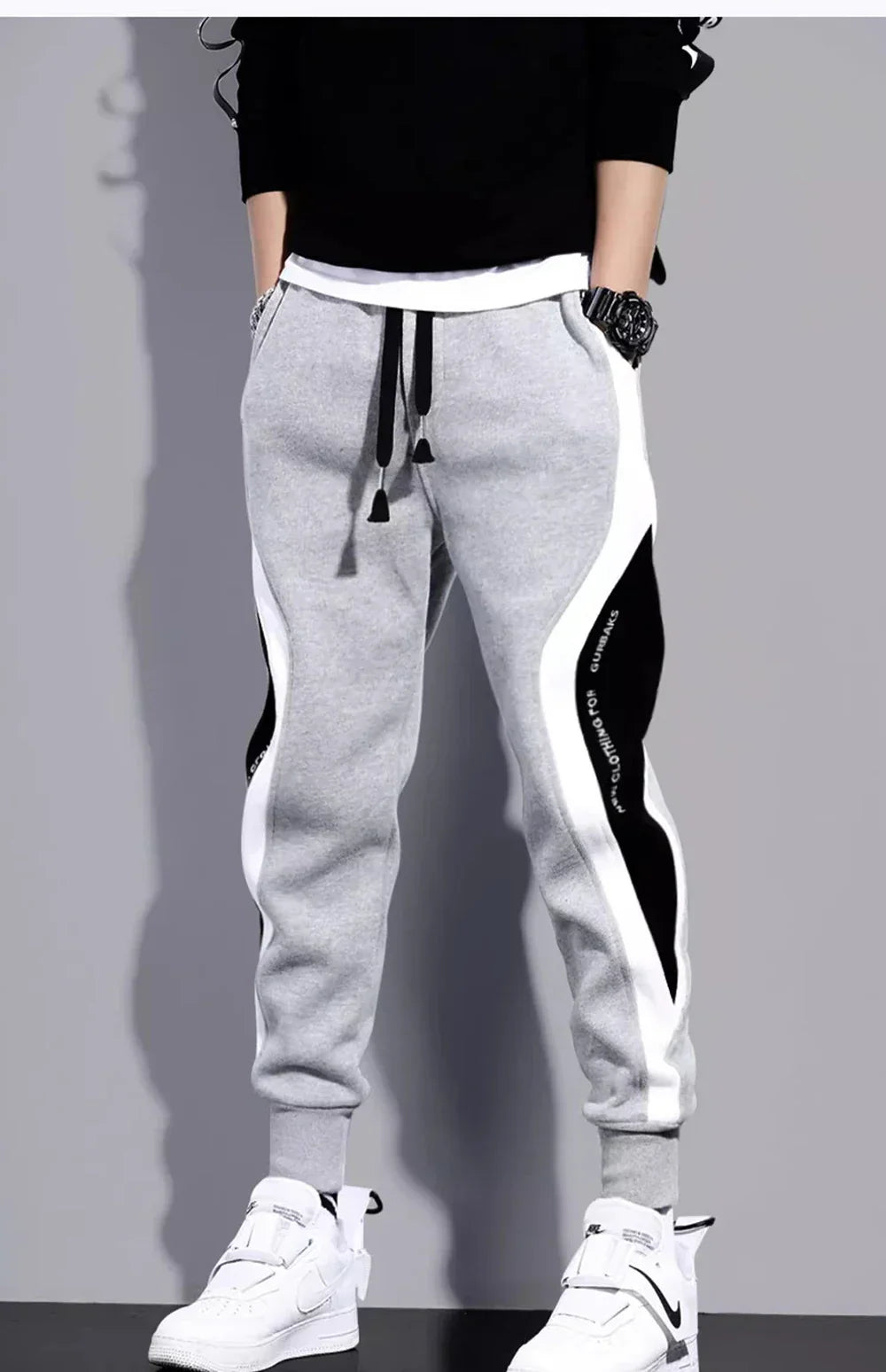 Pantalon De Sport Pour Hommes Coupe Ample Avec Panneaux Patchwork Latéraux Pour Printemps Et Automne