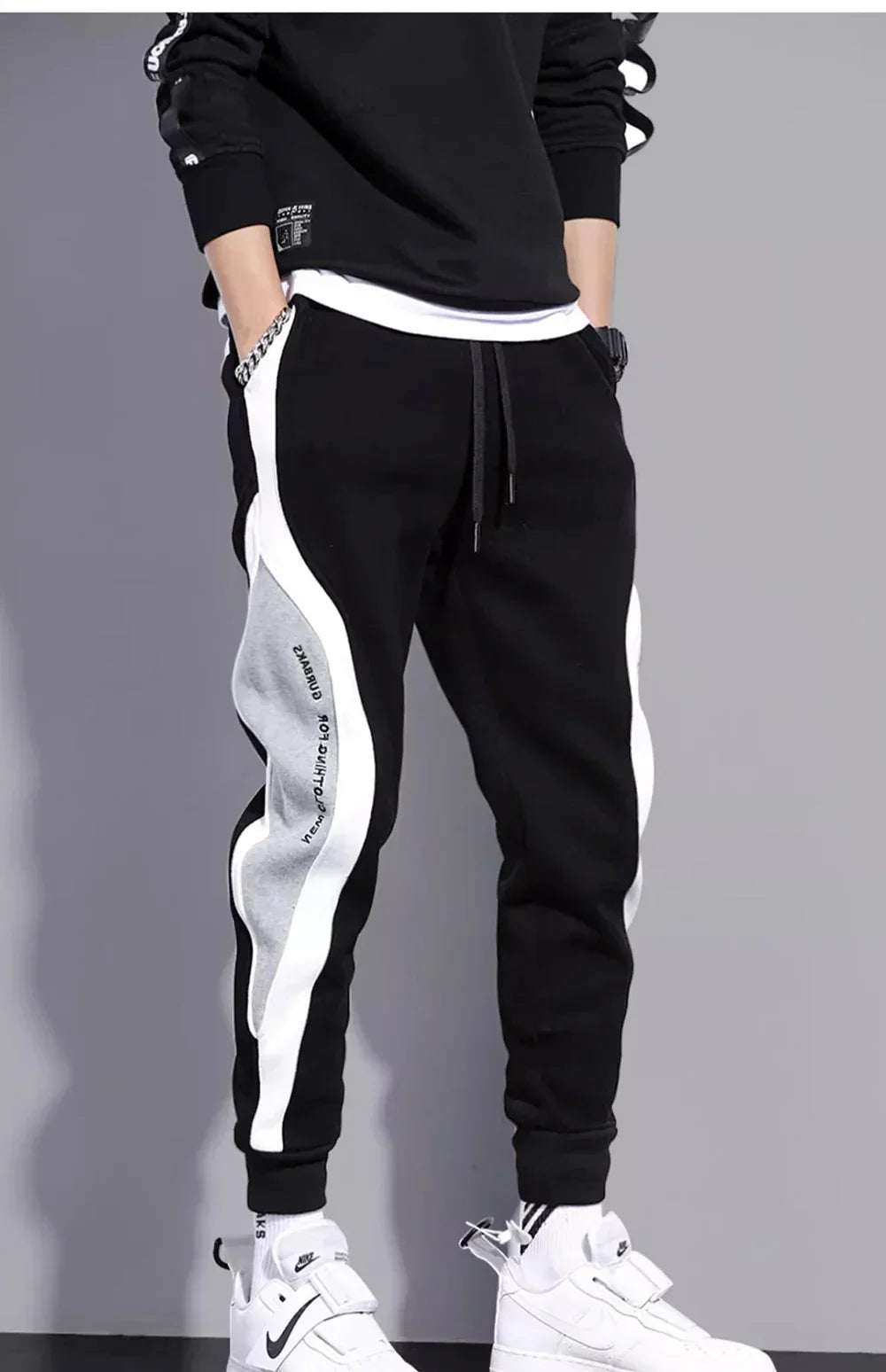 Pantalon De Sport Pour Hommes Coupe Ample Avec Panneaux Patchwork Latéraux Pour Printemps Et Automne