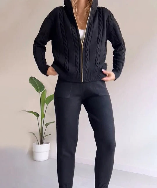 Ensemble Deux Pieces Hiver Haut Et Bas Chaud Confortable Et Stylé Parfait Pour Femme