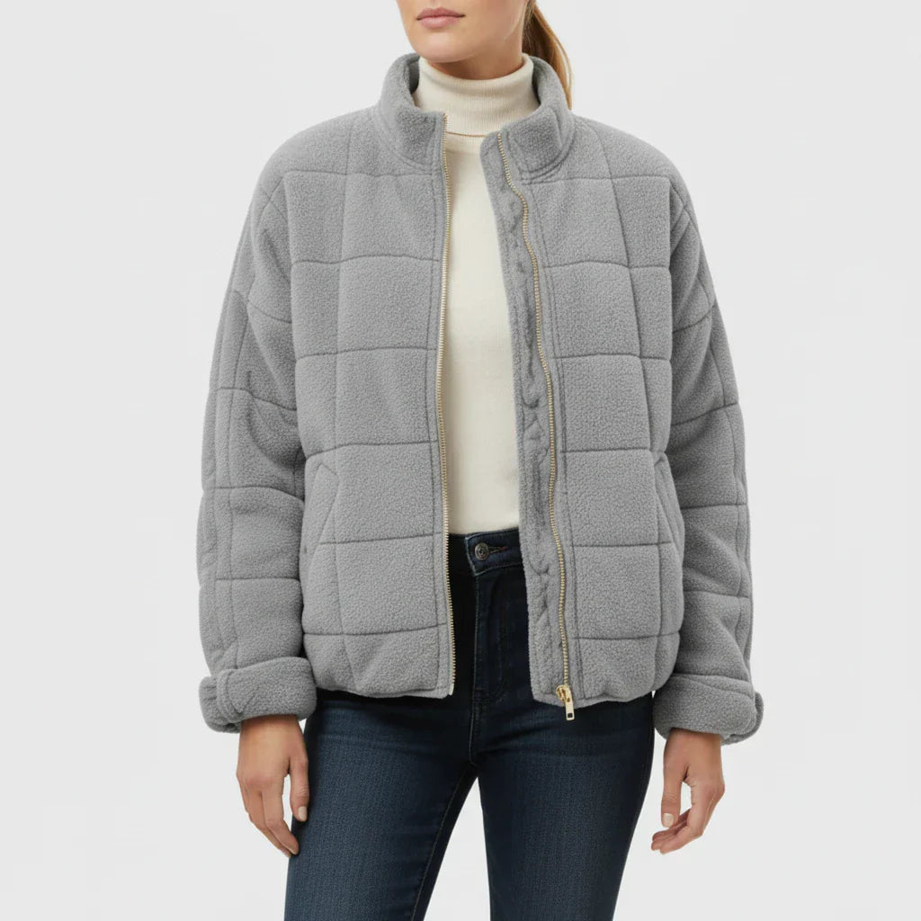 Veste Bomber Matelassée Pour Femme Col Montant Avec Zip Devant Idéale Pour Transitions Climatiques Et Tenues Polyvalentes