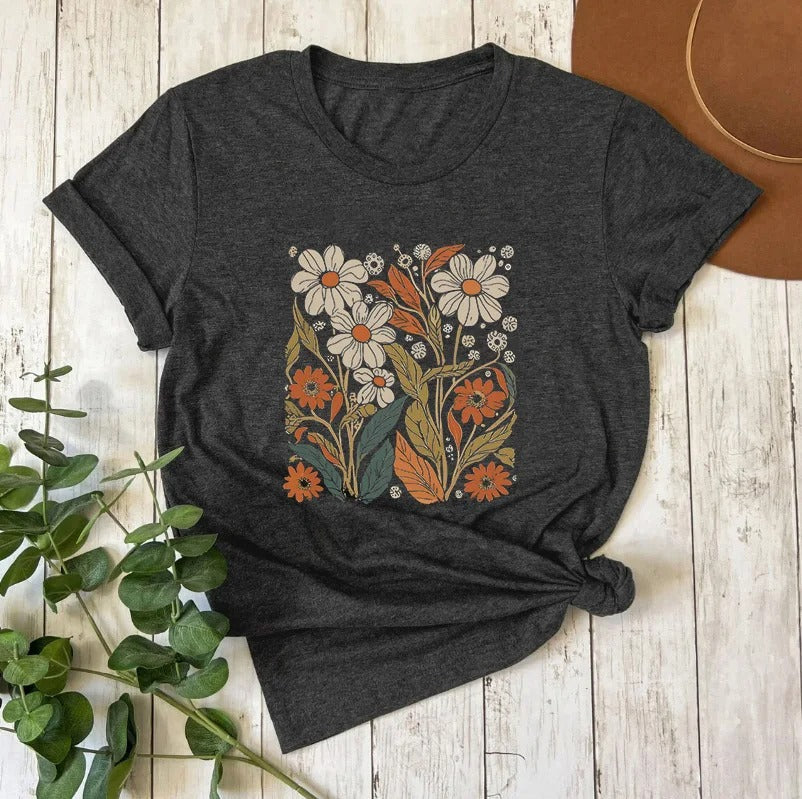 Arabella Damen Vintage Bluse mit Wildblumenmuster