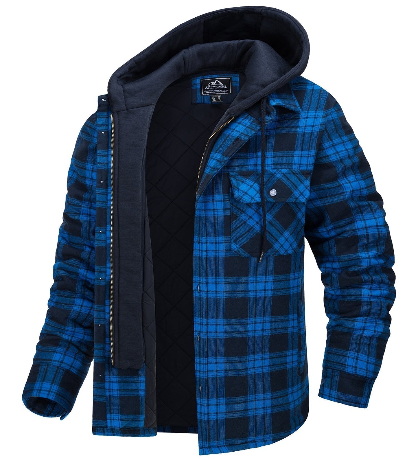 Veste Chemise Homme À Carreaux Avec Doublure Flanelle Quiltée Capuche Détachable Coupe Décontractée Hiver