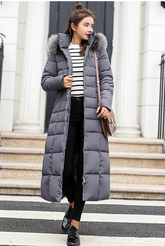 Grace Manteau Long Doudoune Ceinturé Pour Femmes Hiver Matelassé Chaud Et Élégant