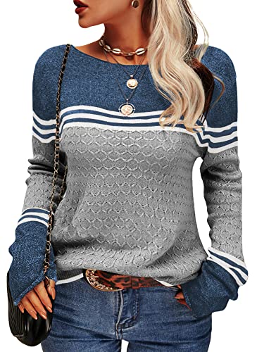 Cooler gestreifter Damen-Strickpullover