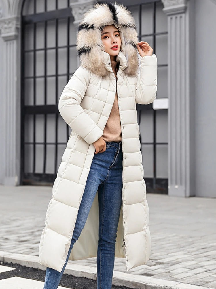 Grace Manteau Long Doudoune Ceinturé Pour Femmes Hiver Matelassé Chaud Et Élégant