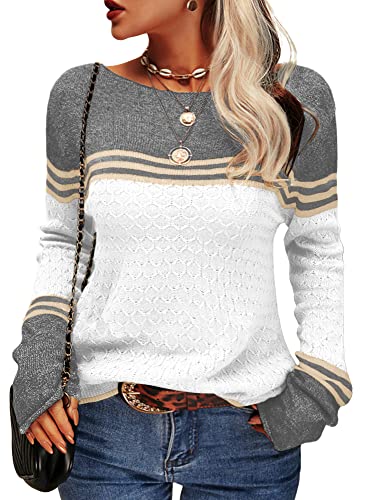 Cooler gestreifter Damen-Strickpullover