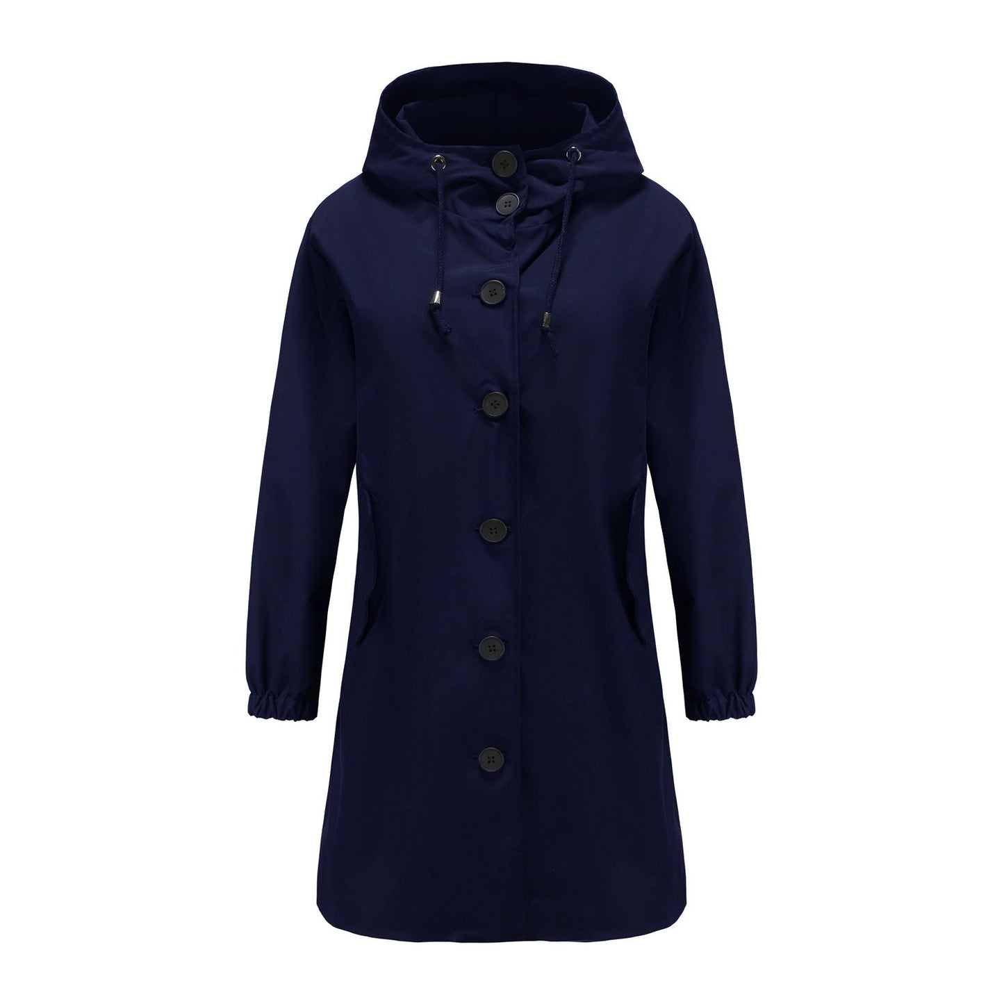 Imperméable A Line Nancy Capuche Bouton Devant Longueur Genou Nylon Durable Femme