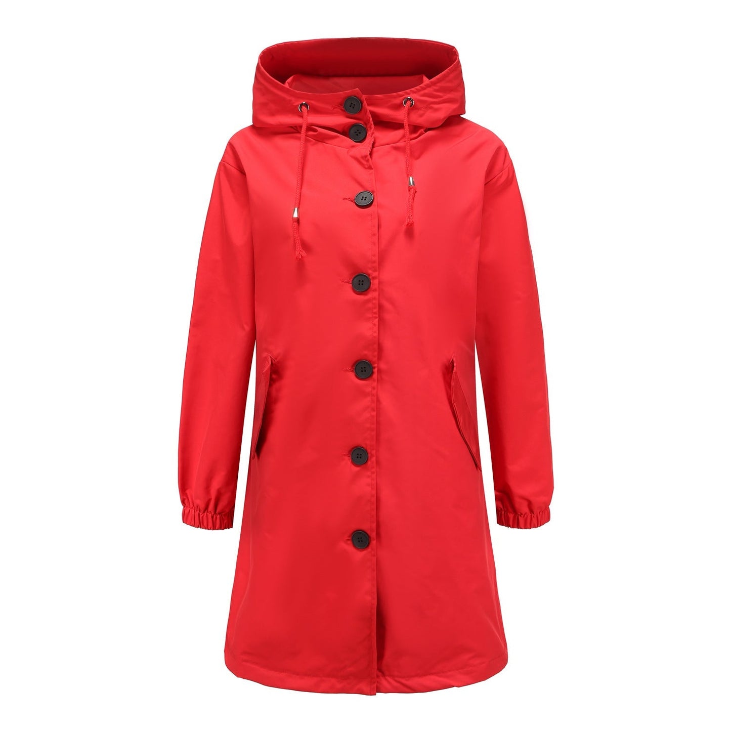 Imperméable A Line Nancy Capuche Bouton Devant Longueur Genou Nylon Durable Femme