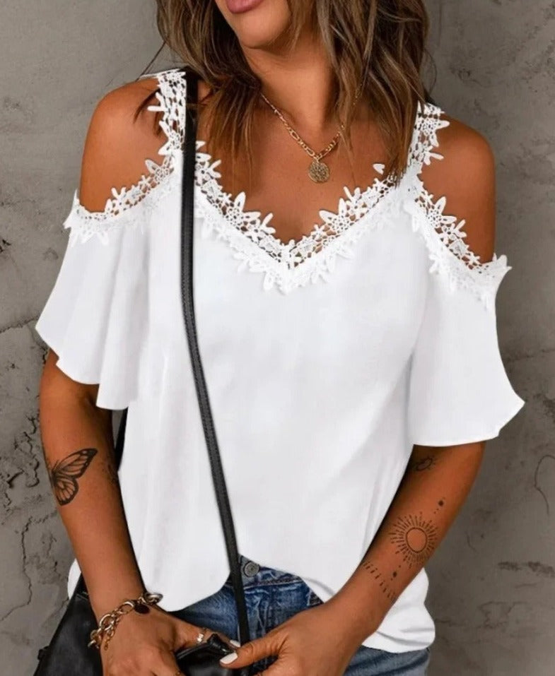 Damen-Kurzarm-Shirt Elaine mit Spitze