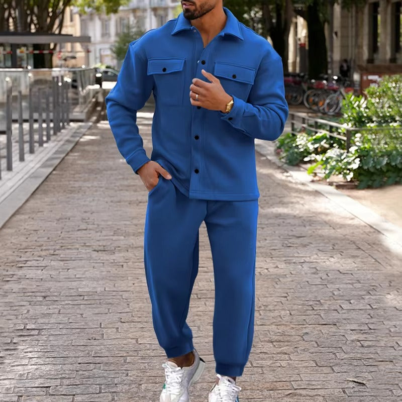 Amawinc Veste Cargo En Daim Pour Homme Automne Hiver Avec Poches Multiples Et Pantalon Deux Pièces