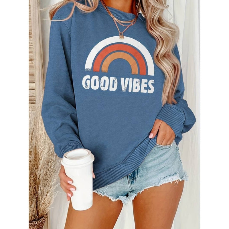 Damen Sweatshirt Lena mit lässigem Good Vibes Aufdruck