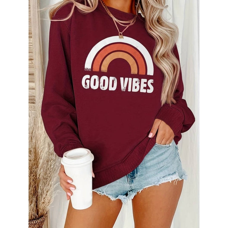 Damen Sweatshirt Lena mit lässigem Good Vibes Aufdruck