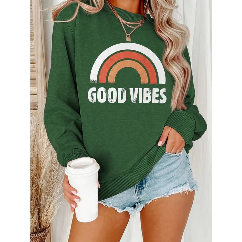Damen Sweatshirt Lena mit lässigem Good Vibes Aufdruck