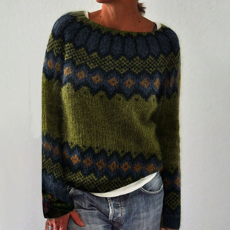 Damenpullover Nadine: Vintage Pullover mit Ethnomuster