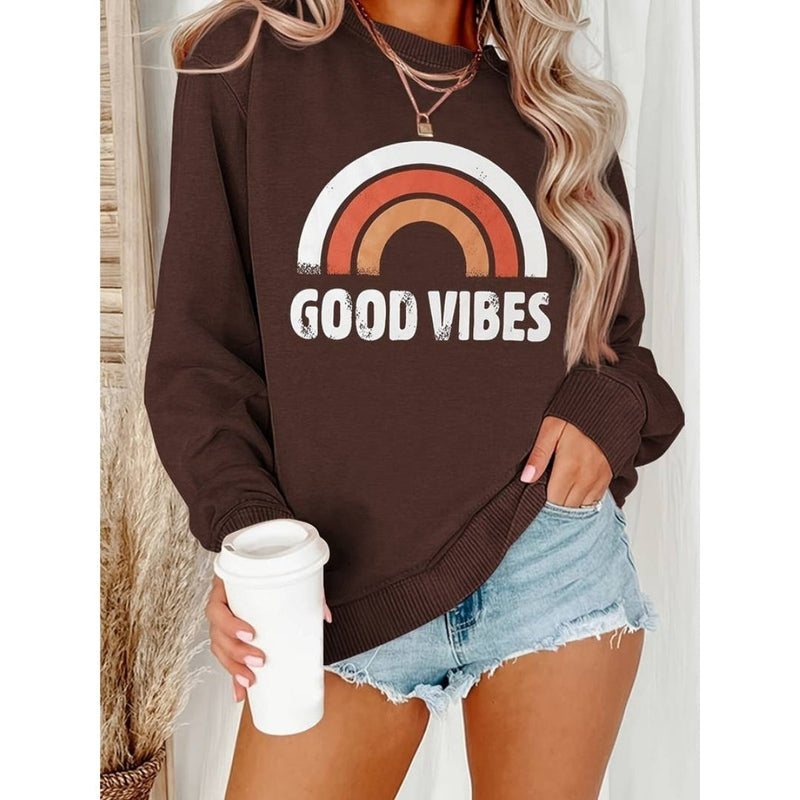 Damen Sweatshirt Lena mit lässigem Good Vibes Aufdruck