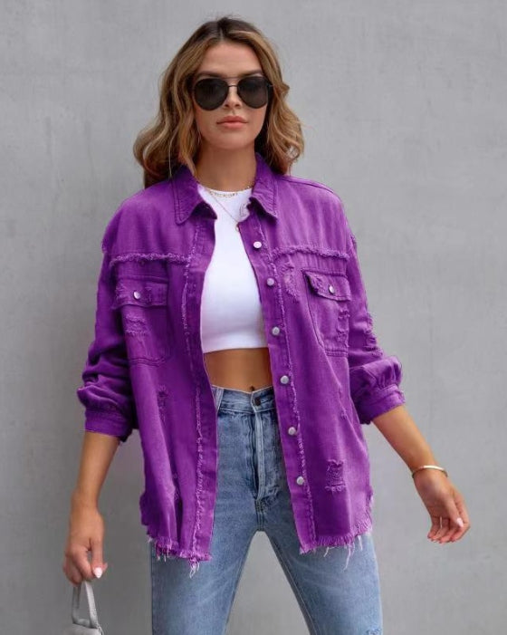 Amaya Damenjacke: Oversize-Modell mit Destroyed-Look