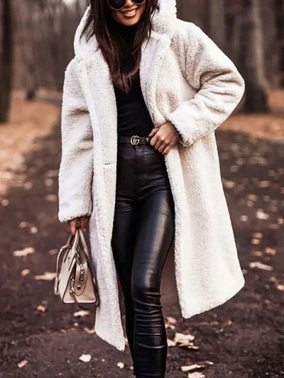 Manteau D'Hiver Chaud Et Élégant Mi Long Col Haut Avec Boutons Et Ceinture À La Taille Et Poches Spacieuses