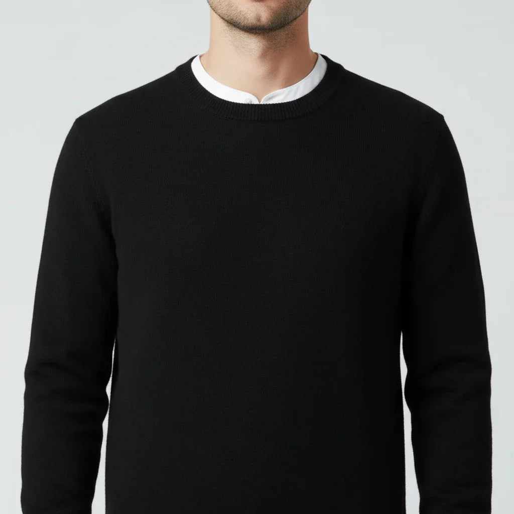 Pull Homme En Maille Bleu Clair Col Rond Coupe Regular Poignets Côtes Indispensable De La Garde Robe Intemporelle