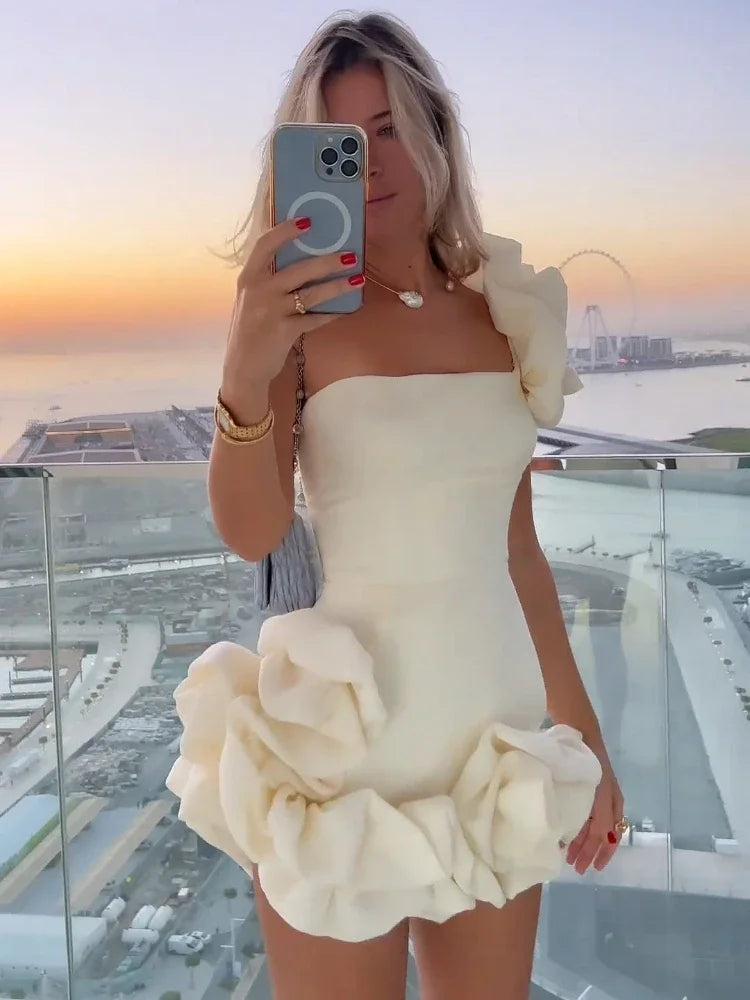 Leinna - Elegantes kurzes Blumenkleid