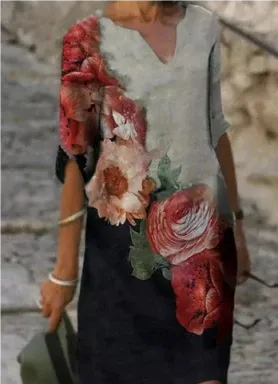 Robe Midi Fleurie Pour Femme À Encolure V Hailey Confort Élégance Artisanal Pour Révéler Votre Style Estival