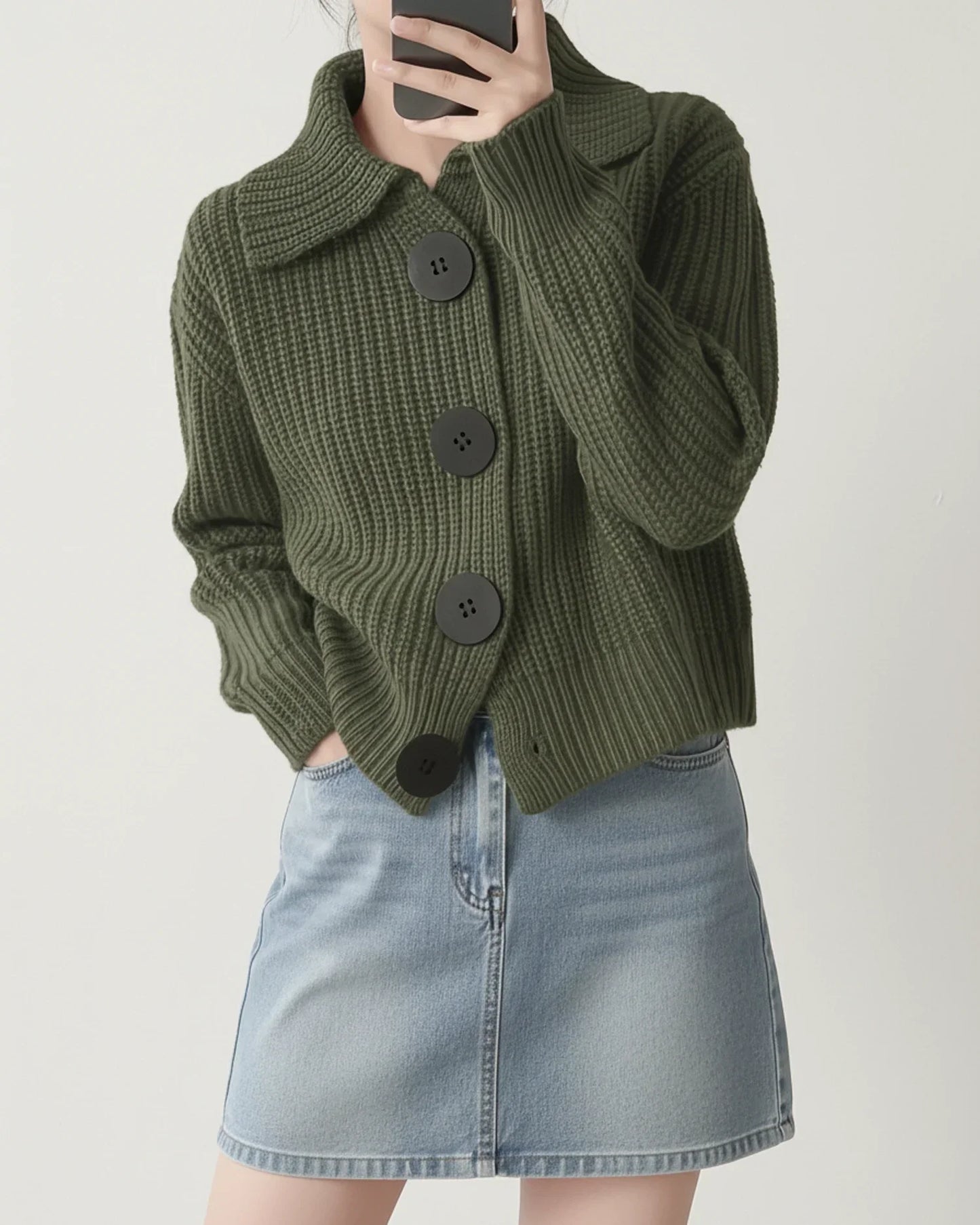 Cardigan Court Tricot À Col Boutonné Pour Femme, Coupe Courte Et Maille Ribée Élégante
