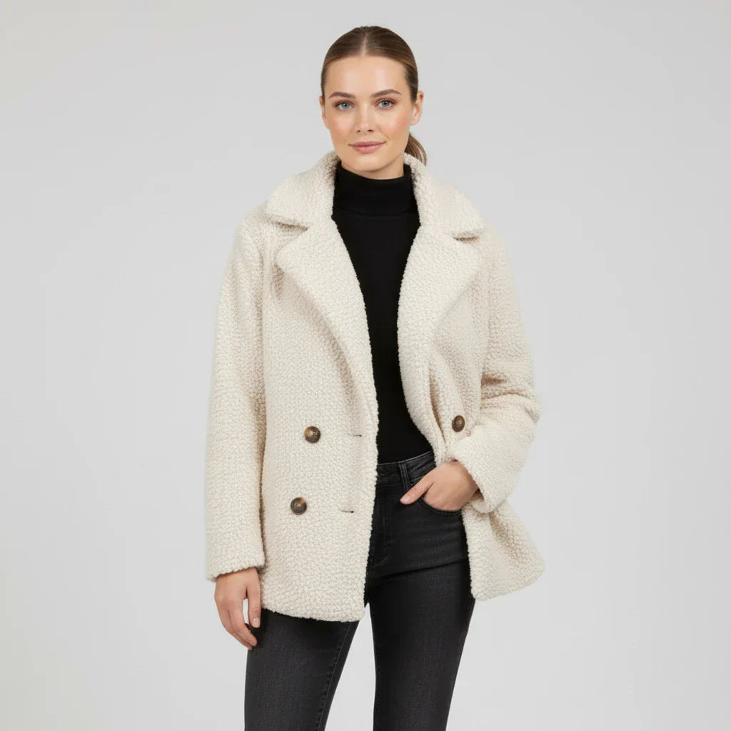 Veste Femme À Double Boutonnage Revers Cranté Et Poches Avant Longueur Hanches Élégance Polyvalente Bureau Temps Libre