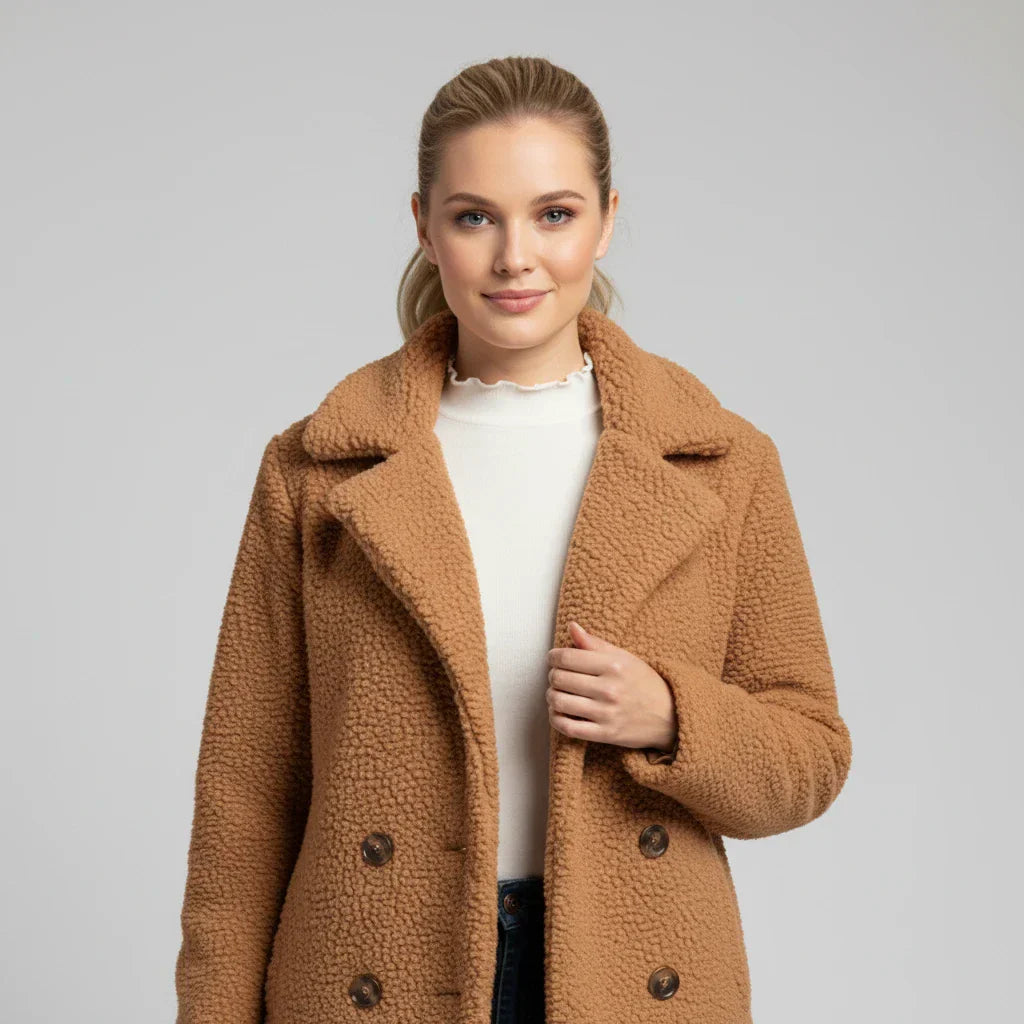 Veste Femme À Double Boutonnage Revers Cranté Et Poches Avant Longueur Hanches Élégance Polyvalente Bureau Temps Libre