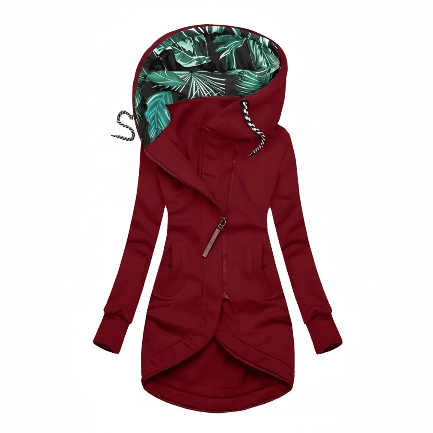 Veste Hivernale Femme Longue Capuche Tunique Élégante Avec Col Cheminée Et Ligne A Confortable