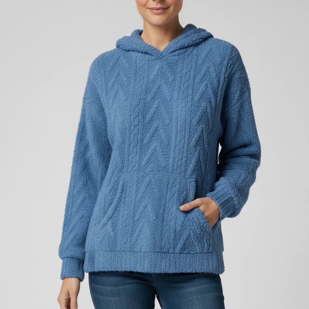 Pull À Capuche Pour Femmes Confortable Avec Poche Kangourou Et Design Texturé Pour Tous Les Jours