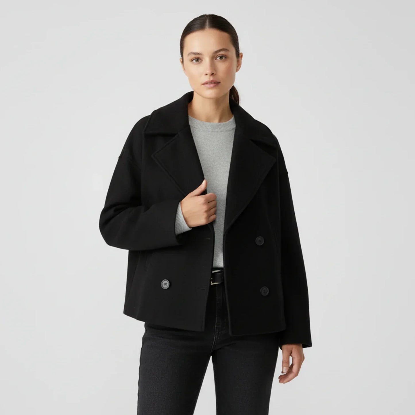 Manteau Croppé Style Trench Pour Femme Double Boutonnage Veste Chic Pour Toutes Saisons